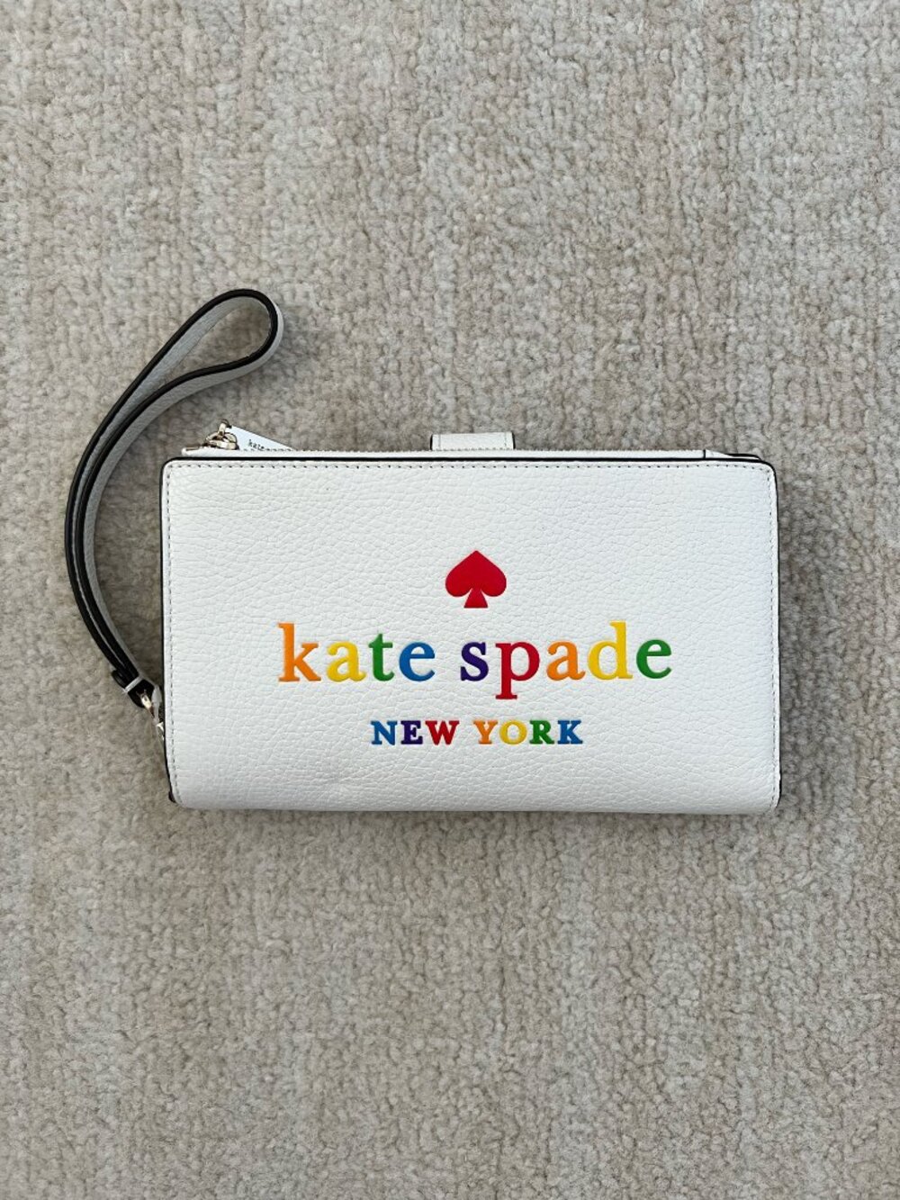 Kate Spade Pride Rainbow Logo Leather Phone Bifold Wallet Wristlet